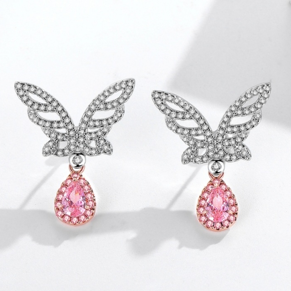 Gorgeous Delicate Simulated Diamond Butterfly Dan… - image 1
